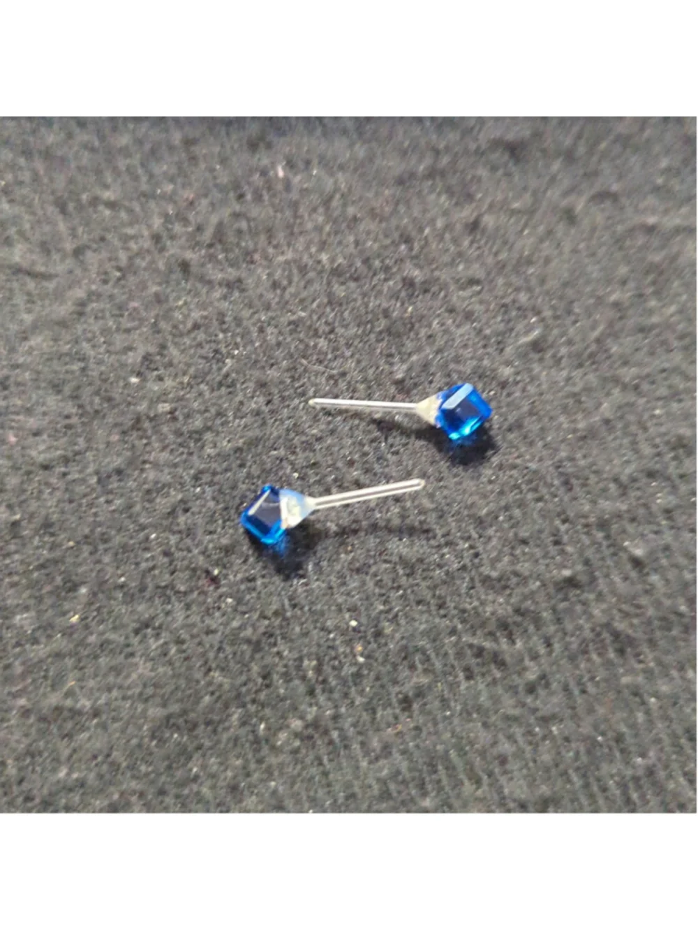 Blue Crystal Cube Stud Plastic Post Dainty Delicate Statement Earrings